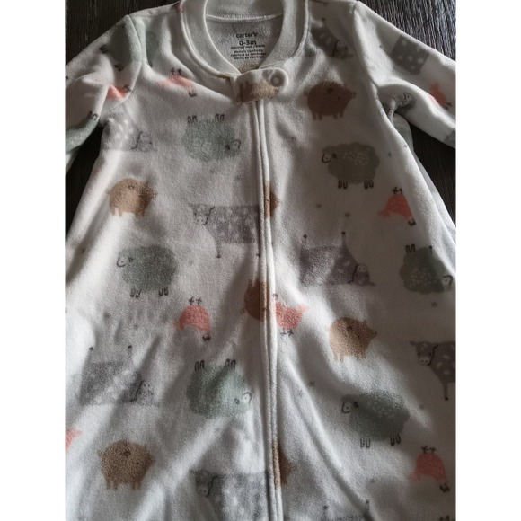 Carter's 0-3 month Long Sleeve Fleece Zippered Animal Print Sleep Sack Sleeper - Picture 3 of 10